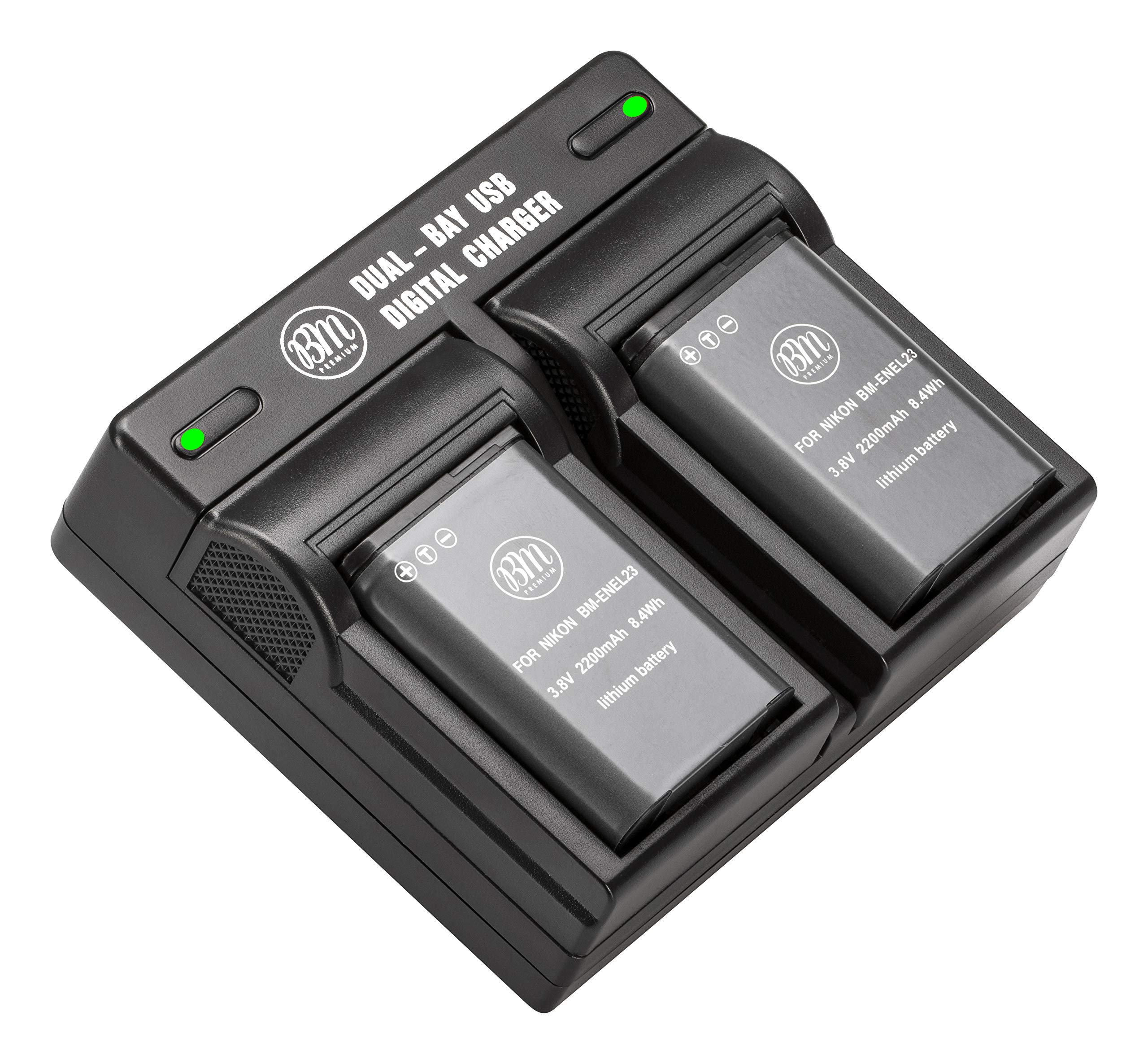 Amazon.com : BM Premium 2 Pack of EN-EL23 Batteries and Dual